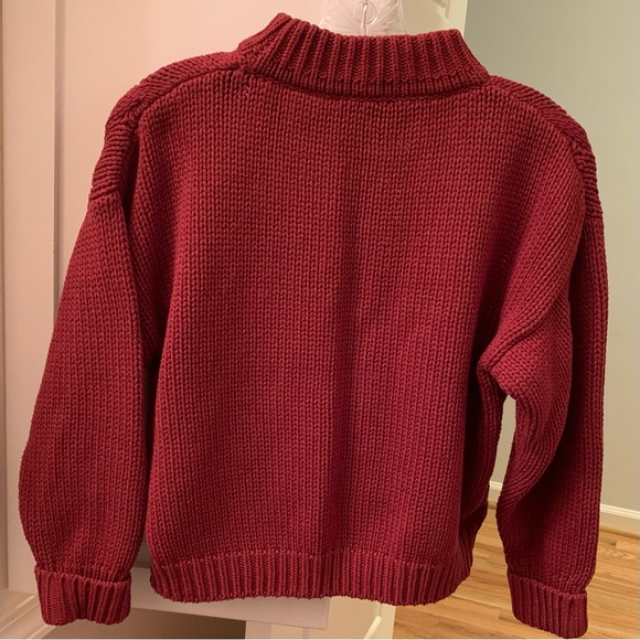 GUC Callahan Cropped Cable-Knit Sweater in Rust / Brick Red - Picture 2 of 6